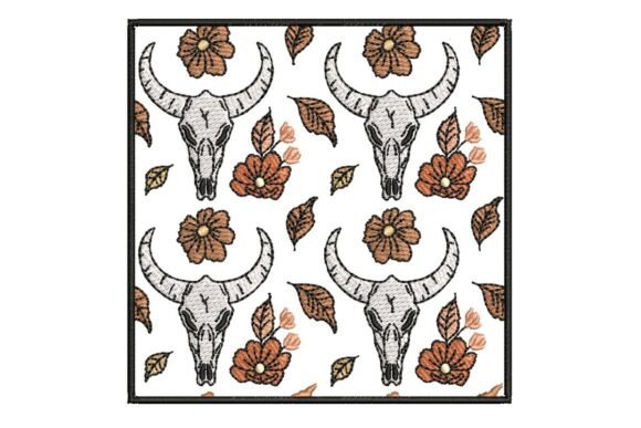 Boho Western Skull and Floral Embroidery Pattern