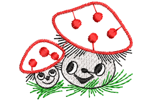 Cute Cartoon Mushrooms Embroidery Design Review