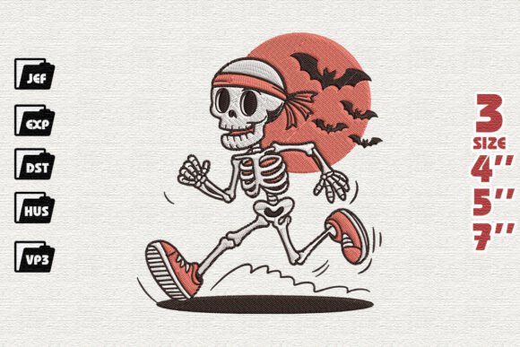Cute Halloween Skeleton Runner Embroidery Design Review