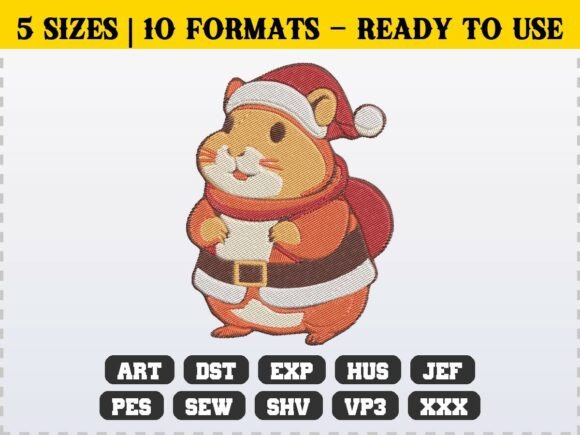 Cute Santa Hamster Christmas Embroidery Review