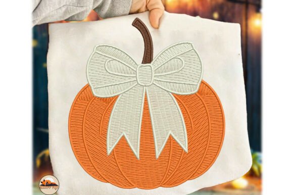 Embroidery Pumpkin PNG, Bow Thanksgiving Review