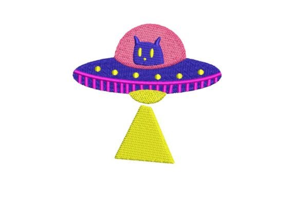 Retro 80s Cat Alien UFO Embroidery Design Review