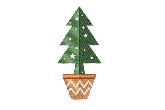 Simple Potted Christmas Tree Embroidery Design Review