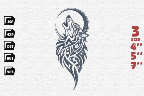 Tribal Howling Wolf and Moon Embroidery Design Review