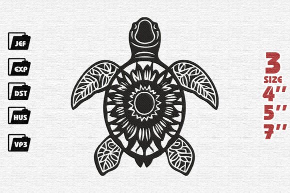 Tribal Sunflower Sea Turtle Embroidery Design Review