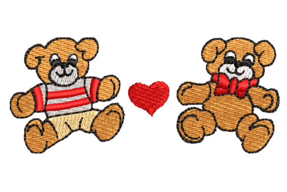 Two Teddy Bears with Heart Embroidery Review